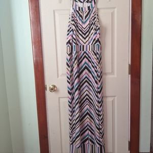 Roz & Ali halter top striped maxi dress